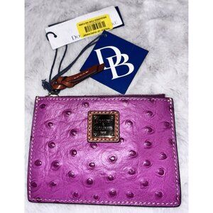 Dooney & Bourke Ostrich Credit Card Case Wallet Raspberry NWT